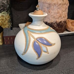 Vintage Marcy Mayforth Artisan Ceramic Oil Lamp, Bud Vase